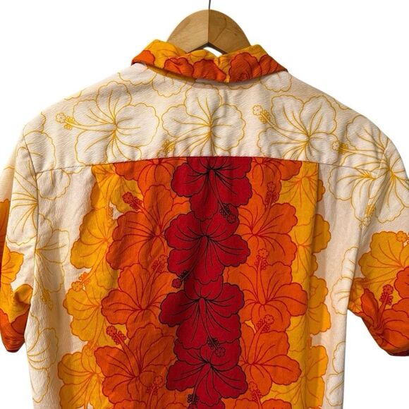 Vtg RARE Ui-Maikai Hawaiian Shirt Medium BARKCLOTH Cotton RN#26300 Floral Stain - Picture 6 of 12